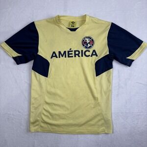 Club America Soccer Yellow Jersey Distressed Men's Small Short Sleeve